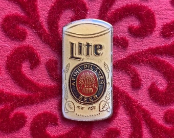 MILLER LITE pin / vintage beer pin 70s 80s hat tac tie tac pinback button biker jacket pin enamel pin lapel pin gift present alcohol