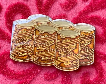 MILLER HIGH LIFE pin / vintage beer pin 70s 80s hat tac tie tac pinback button biker jacket pin enamel pin lapel pin gift present alcohol