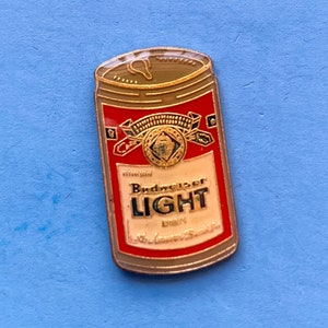BUDWEISER LIGHT PIN / vintage pin enamel pin 80s 80&#39;s pin pinback button jacket pin gift present lapel pin beer pin father&#39;s day bud light