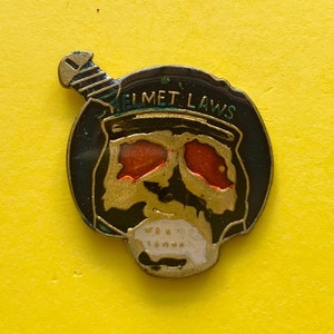 SCREW HELMET LAWS pin / vintage pin enamel pin 80s 80&#39;s pin biker pin jacket pin gift present lapel pin motorcycle pin gifts for him