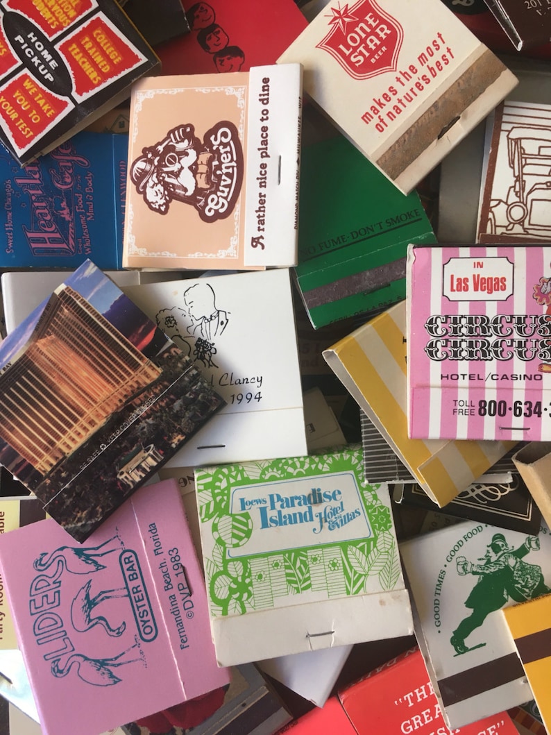 LOT OF 30 MATCHBOOKS from the 40s to 90s / vintage matches Etsy