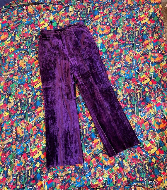 Purple Straight Leg Velvet Pants
