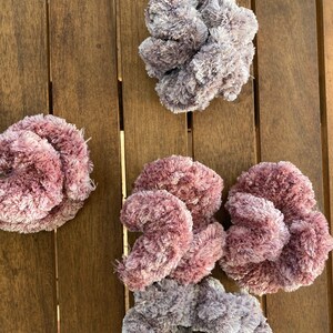 Scrunchies; Hand crocheted fuzzy scrunchies; Fuzzy scrunchie; Velvet scrunchie
