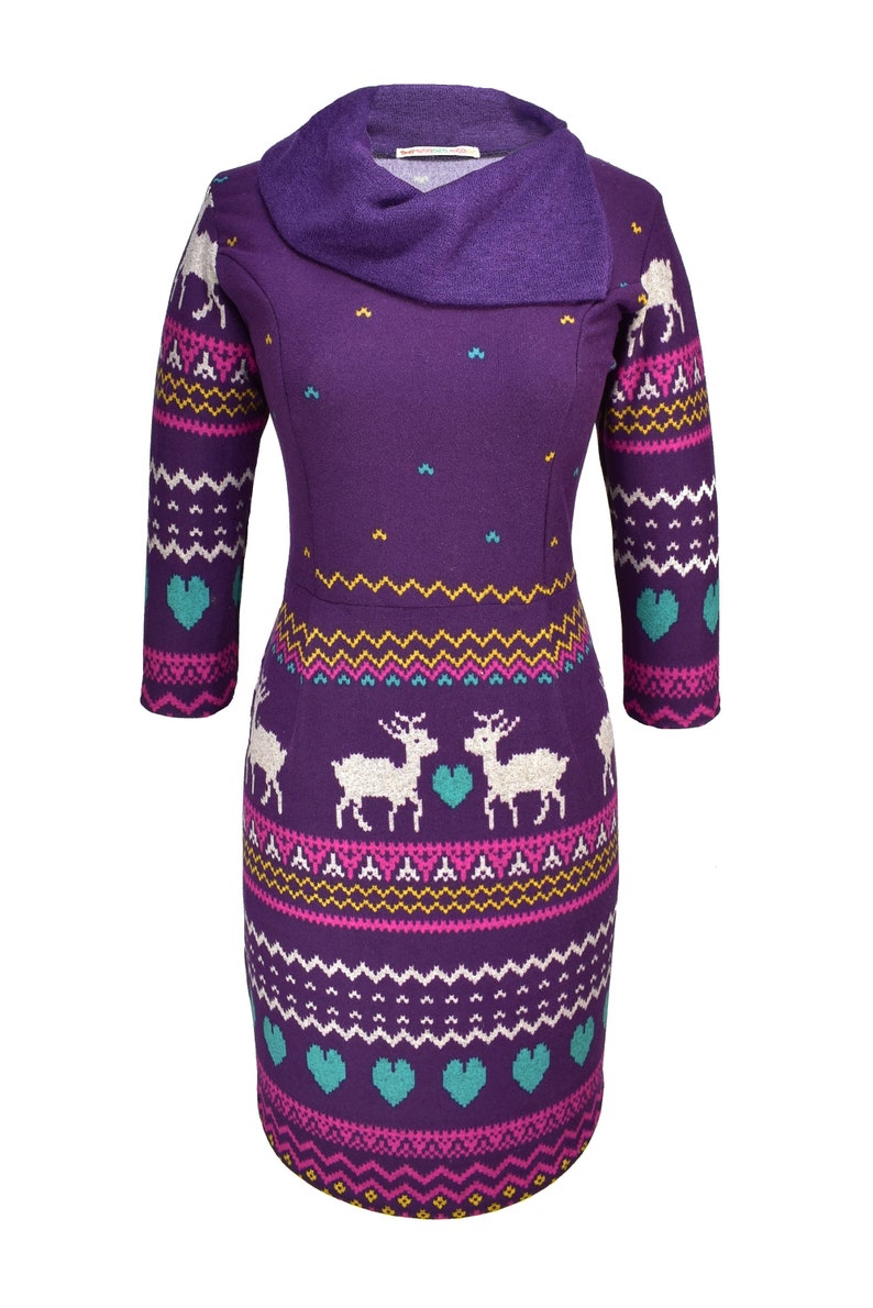 Purple Leopard Print Knee Length Dress