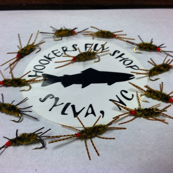Hand Tied Flies, One Dozen, Hot Head Marvin Stonefly,  USA Made, Girdle Bug Style Stonefly, Rubberleg Stonefly