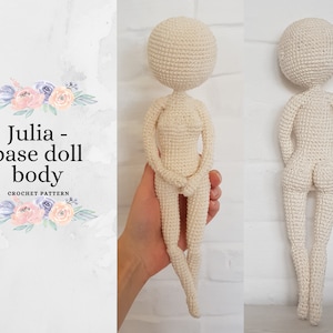 Julia - Base body feminine realistic doll 25-32 cm amigurumi crochet pattern 11 pages of PDF in English and Polish