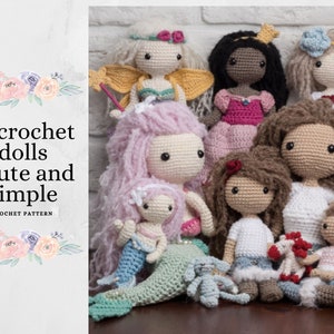 Puede incluir: Una colección de 15 muñecas de crochet en varios colores y estilos, incluyendo una sirena, un hada, una princesa y una muñeca bebé. Las muñecas están todas hechas a mano y tienen un diseño lindo y simple. 15 muñecas de crochet - lindas y simples PATRÓN DE CROCHET