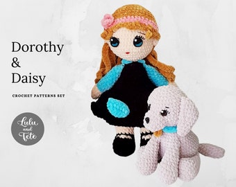 Dorothy & Daisy - 2 patterns set - crochet pattern - Chenille Yarn in English and Polish - Lulu and Tete