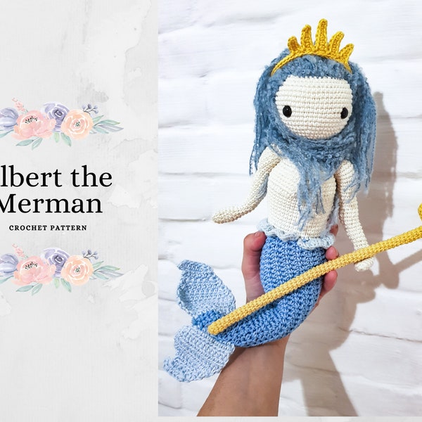 Amigurumi doll mermaid - Albert the Merman pattern - crochet instruction in English & Polish