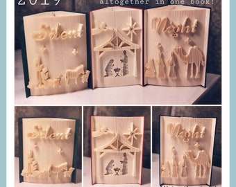 Christmas Nativity with Silent Night. 3 book set Cut and Fold and Multi Layer Book Folding Pattern