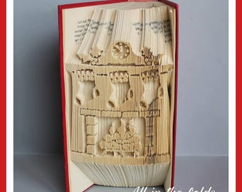 Christmas Fireplace Combination cut and fold book folding pattern