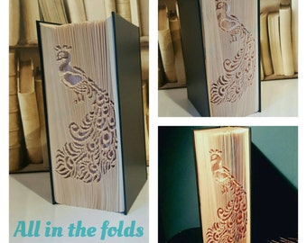 Peacock CUT AND FOLD Book folding pattern.