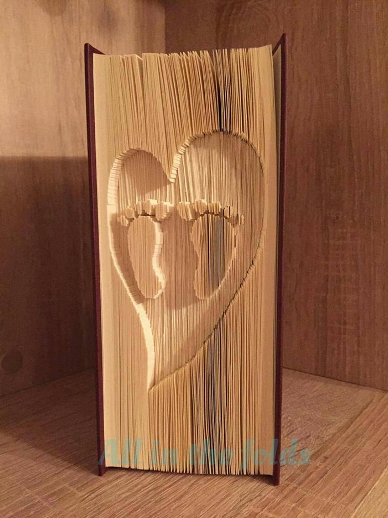 Baby feet in a heart cut and fold bookfolding pattern Etsy