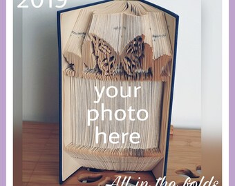 Butterflies photo frame - Combination cut and fold book folding pattern