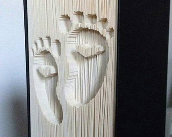 Baby feet with hearts CUT and FOLD Measure and mark style