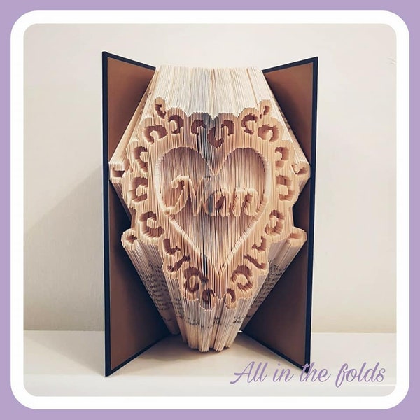 Nan Heart frame - Combination cut and fold book folding pattern