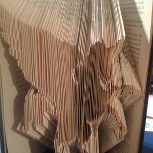 May include: A book folded into a three-dimensional pattern, creating a unique and intricate design. The book is open, revealing the folded pages, which are arranged in a way that resembles a bird in flight. The title "Pattern" is visible at the top of the image.