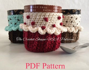 Pattern Crochet Ice Cream Cupcake Pint Size Cozy Digital PDF Download