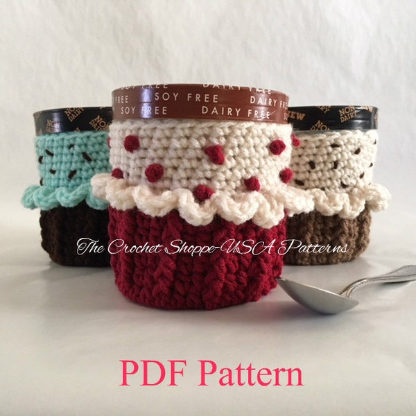 Pattern Crochet Ice Cream Cupcake Pint Size Cozy Digital PDF Download