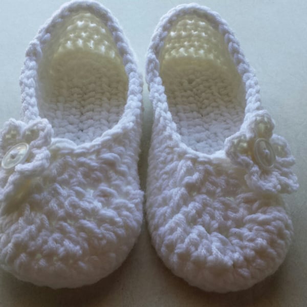 Crochet Wedding Temple Slippers with Button Flower for Women White LDS Temple Shoes Crochet Slippers Made to Order