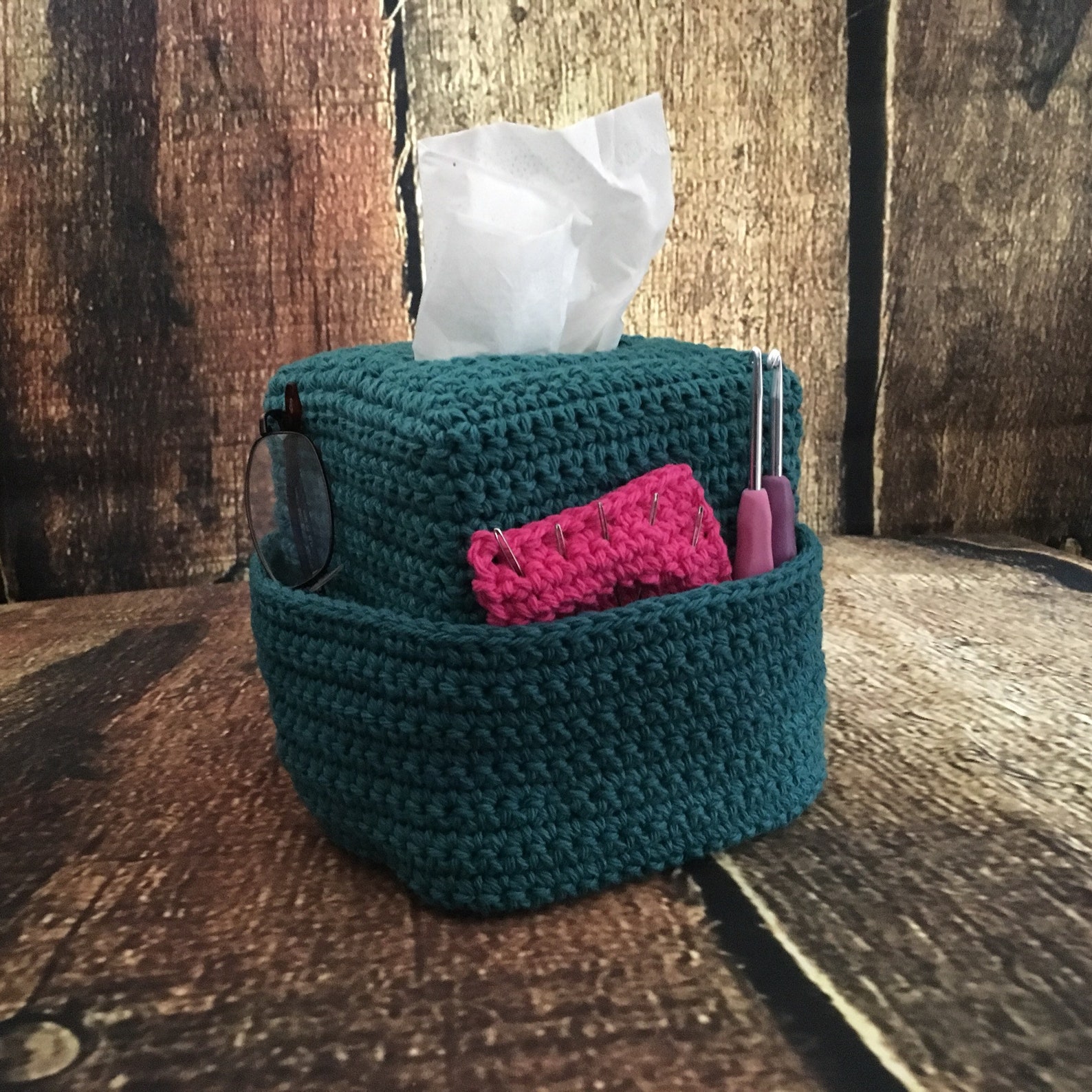 Crochet Tissue Box Cover Organizer in Cotton Yarn. Tissue Box Etsy