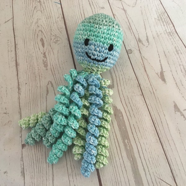 Gilbert Octopus for Preemies Crochet. NICU Baby. Green Stuffed Toy Animal Toy
