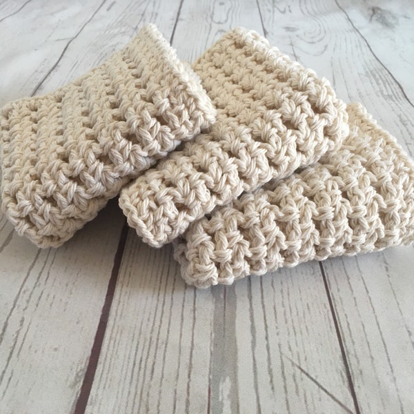 Crochet Wash Cloth. 100% Cotton Eco Friendly. 3pk Crochet Wash/Dish Cloths Made to Order