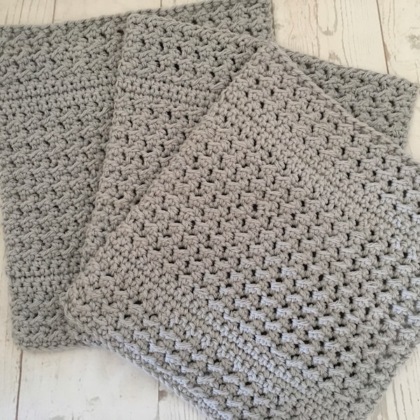 Crochet Wash Cloth. 100% Cotton Eco Friendly. 3pk Crochet Thick Wash/Dish Cloths Made to Order