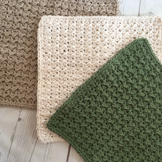 Crochet Wash Cloth. 100% Cotton Eco Friendly. 3pk Crochet | Etsy