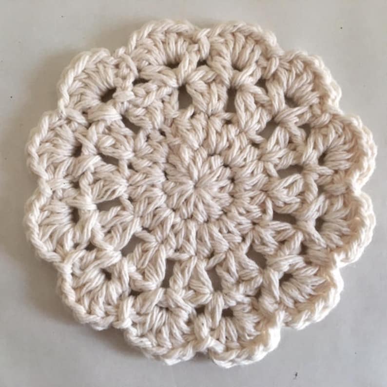 Crochet Doily Coasters Set of 4 or 6 Cotton Crochet Coasters Etsy