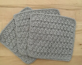 Crochet Super Soft Wash Cloth. 100% Cotton. Eco Friendly. 3pk of wash cloths.