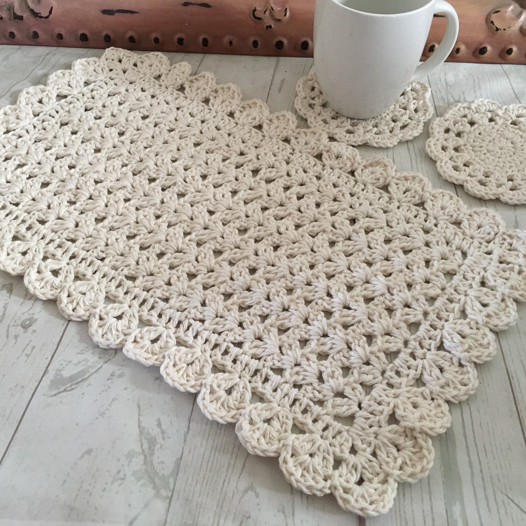 Large Rectangle Crochet Doily. 100% Cotton. 11” X 21 1/8”. Farmhouse ...