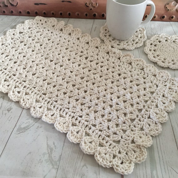 Home & Living Home Décor Rectangle white crochet doily