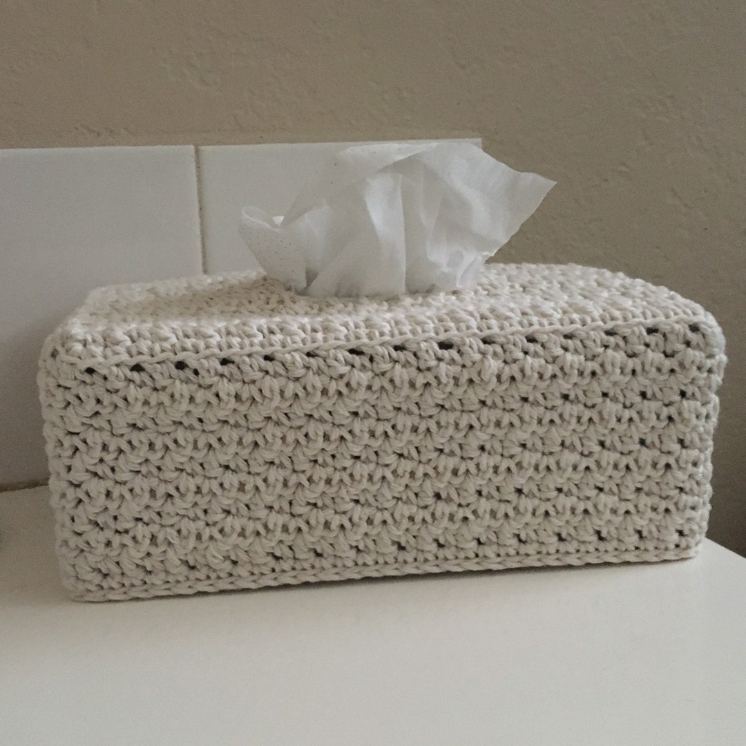 Crochet Tissue Box Cover. Tissue Box Holder in Cotton Yarn. 