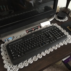 Crochet Keyboard Doily: 100% Cotton Gamer/Office Decor