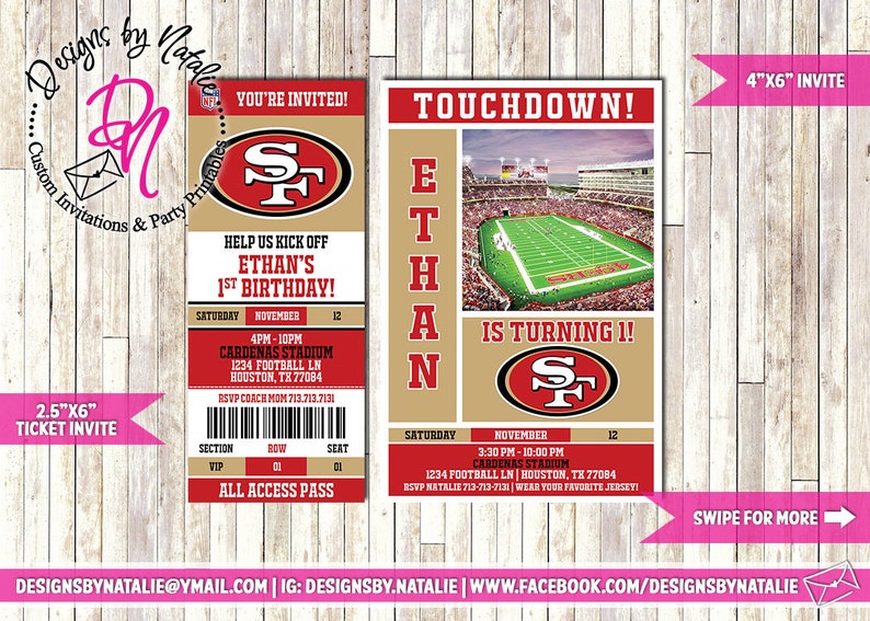 San Francisco 49ers Football Invitation | Etsy