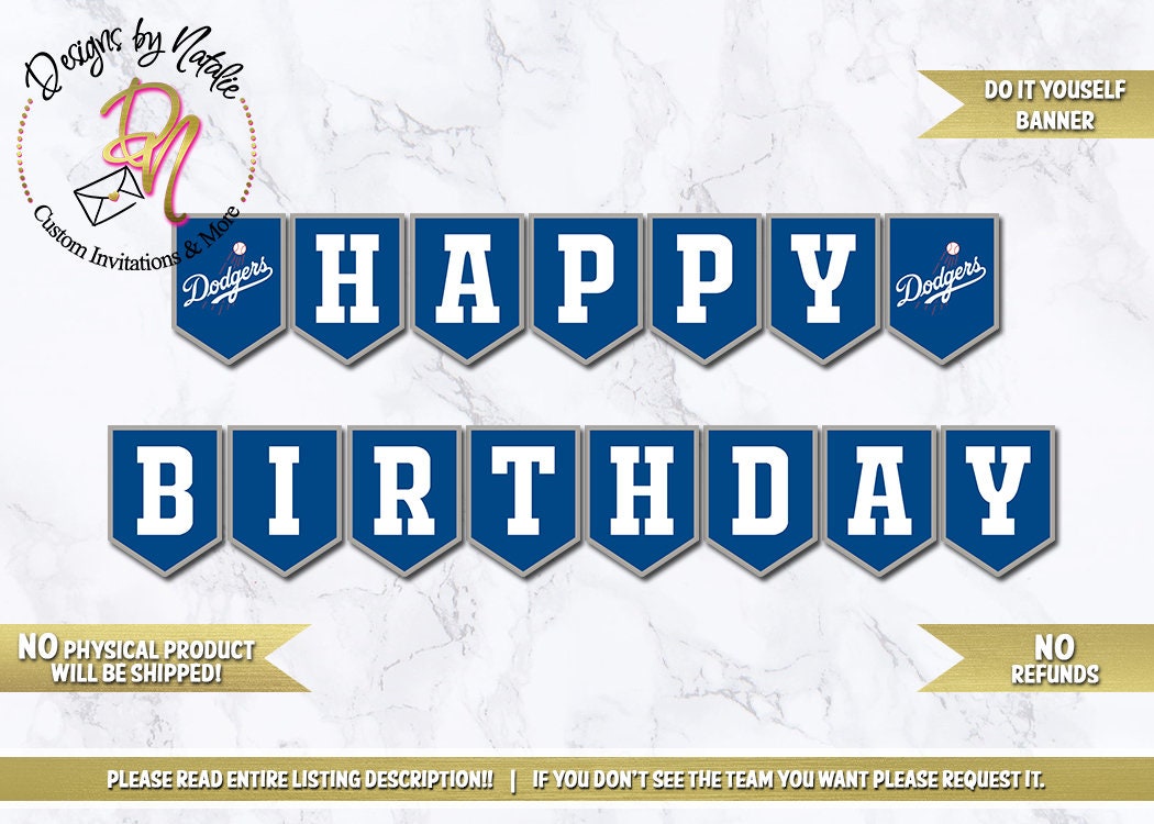 DIY Los Angeles Dodgers Birthday Banner Digital Banner Do | Etsy