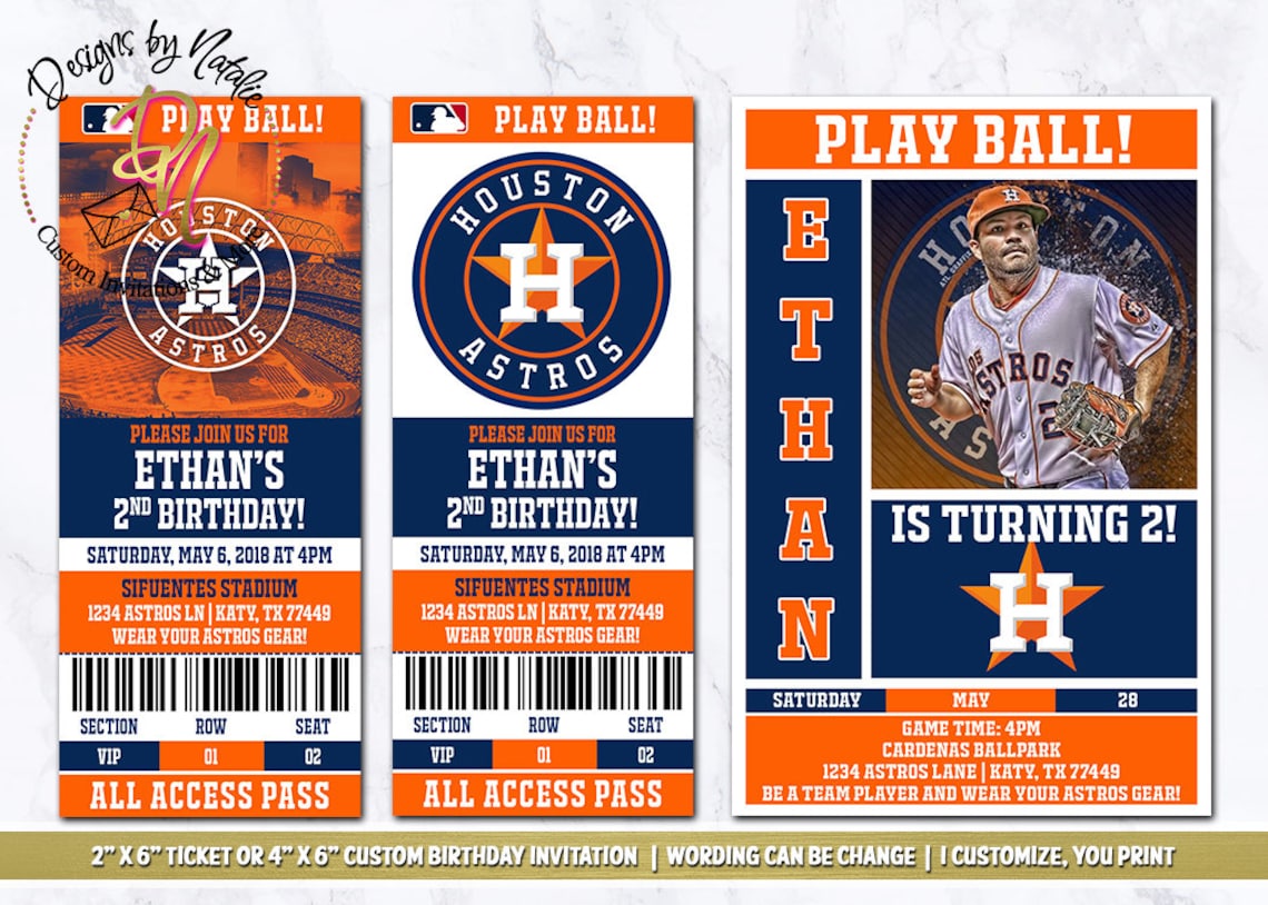 Houston Astros Baseball Invitation Ticket OR 4x6 Etsy