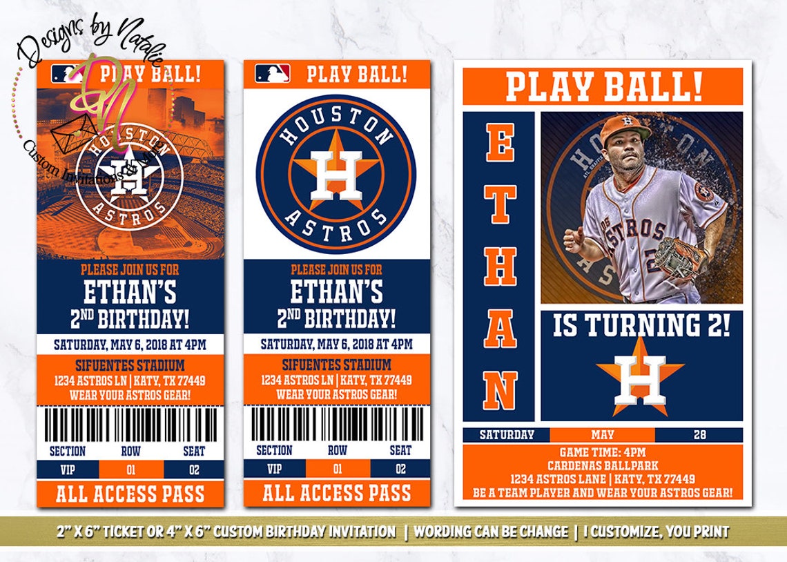 Houston Astros Baseball Invitation Ticket OR 4x6 Etsy