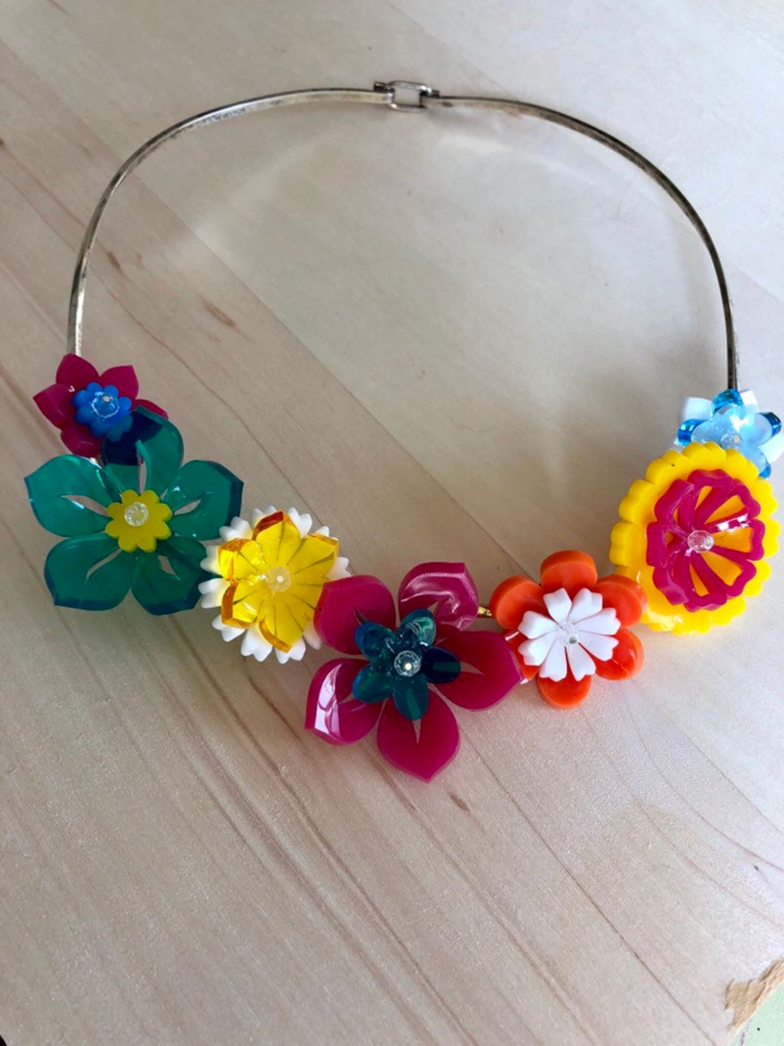 Acrylic Flowers Necklace Etsy