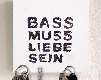 Llavero madera 5 imanes porta llaves con foto, bass must be love