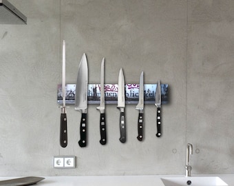 Knife strip magnetic Knife holder magnetic strip 35 cm motif up to 6 knives