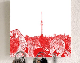 Llavero madera 5 imanes porta llaves con imagen, Berlin TV Tower (Star Tower), Berlin Mitte, 2019