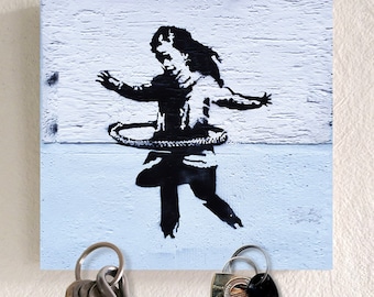 Tablero magnético con imagen, arte callejero "Hulahopp", 5 imanes, tablero magnético con motivo, llavero sin gancho, imagen magnética, 20x20