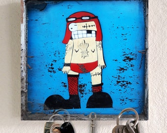 Llavero de madera con 5 imanes y foto, Red Punk, Görlitzer Park, Berlin Kreuzberg, 2019