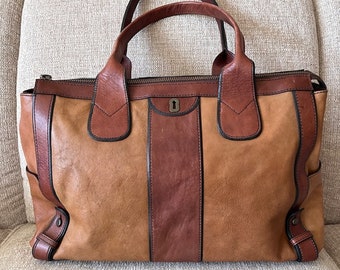 Fossil Vintage Edition Leather Brown and Whiskey Large Hand Bag
