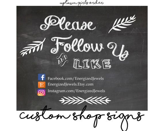 printable chalkboard sign please follow us sign business etsy