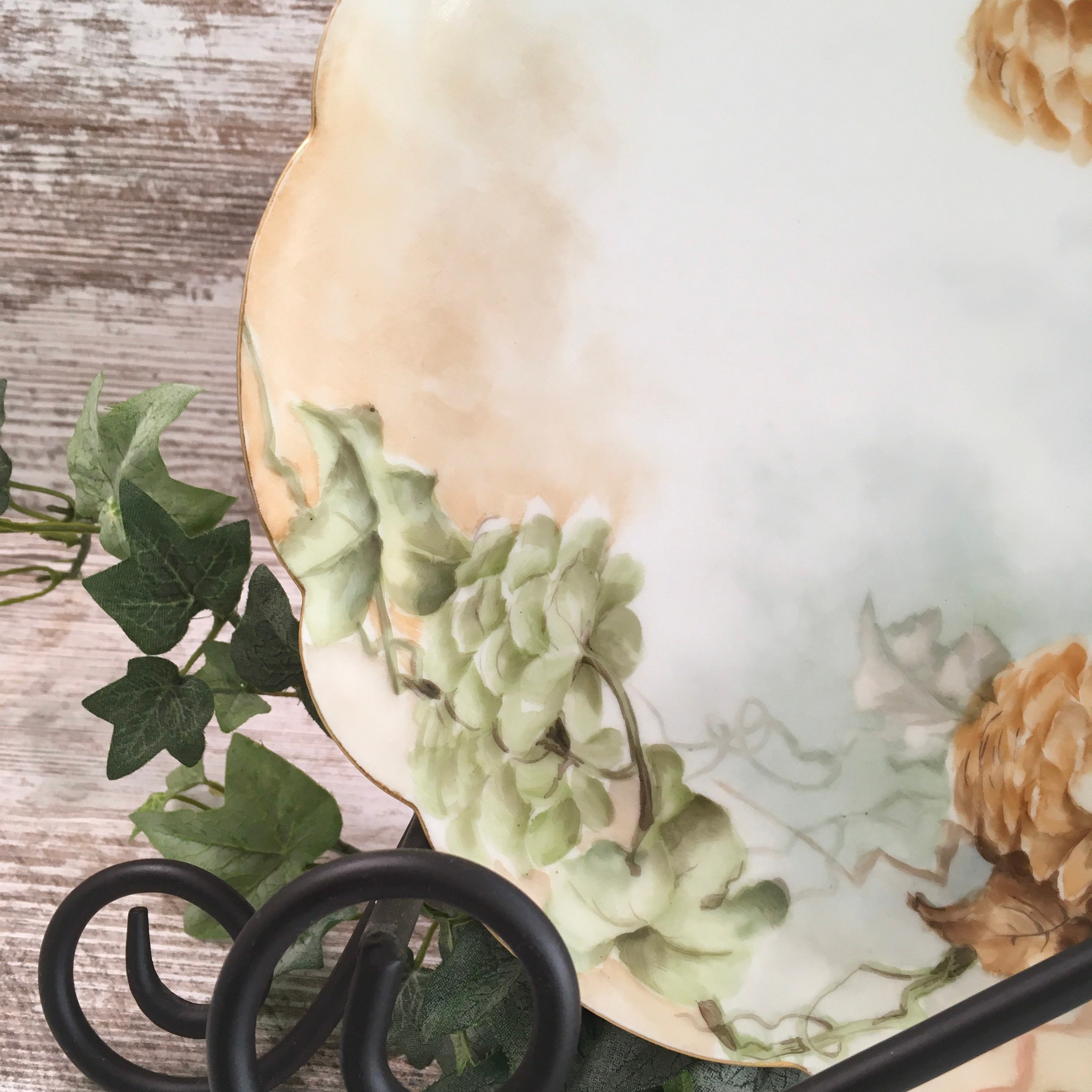 RARE ANTIQUE PLATE Limoges Plate Jadeite Green Brown Ivy Etsy