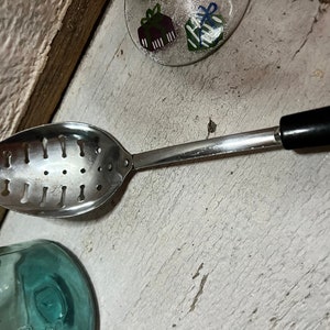 VINTAGE Slotted Spoon, Black ECKO Slotted Spoon, Vintage Gadget, 1960s Gadget, ECKO Large Spoon, Stainless Steel Serving Spoon
