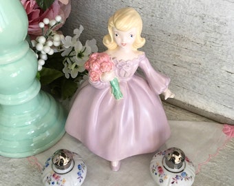 VINTAGE Blonde Figurine HOLLAND MOLD Pink Doll, Pink Ceramic Pottery